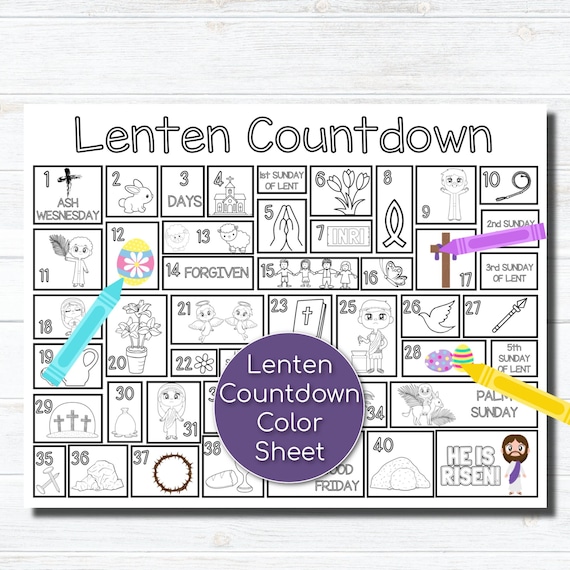 Lenten calendar lent coloring page lenten activities childrens lent lenten calendar sunday school ash wednesday printable