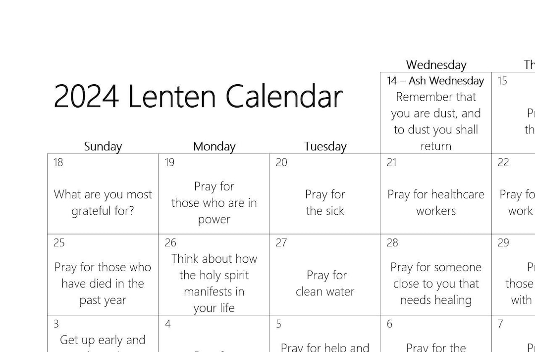 Lenten calendar digital download