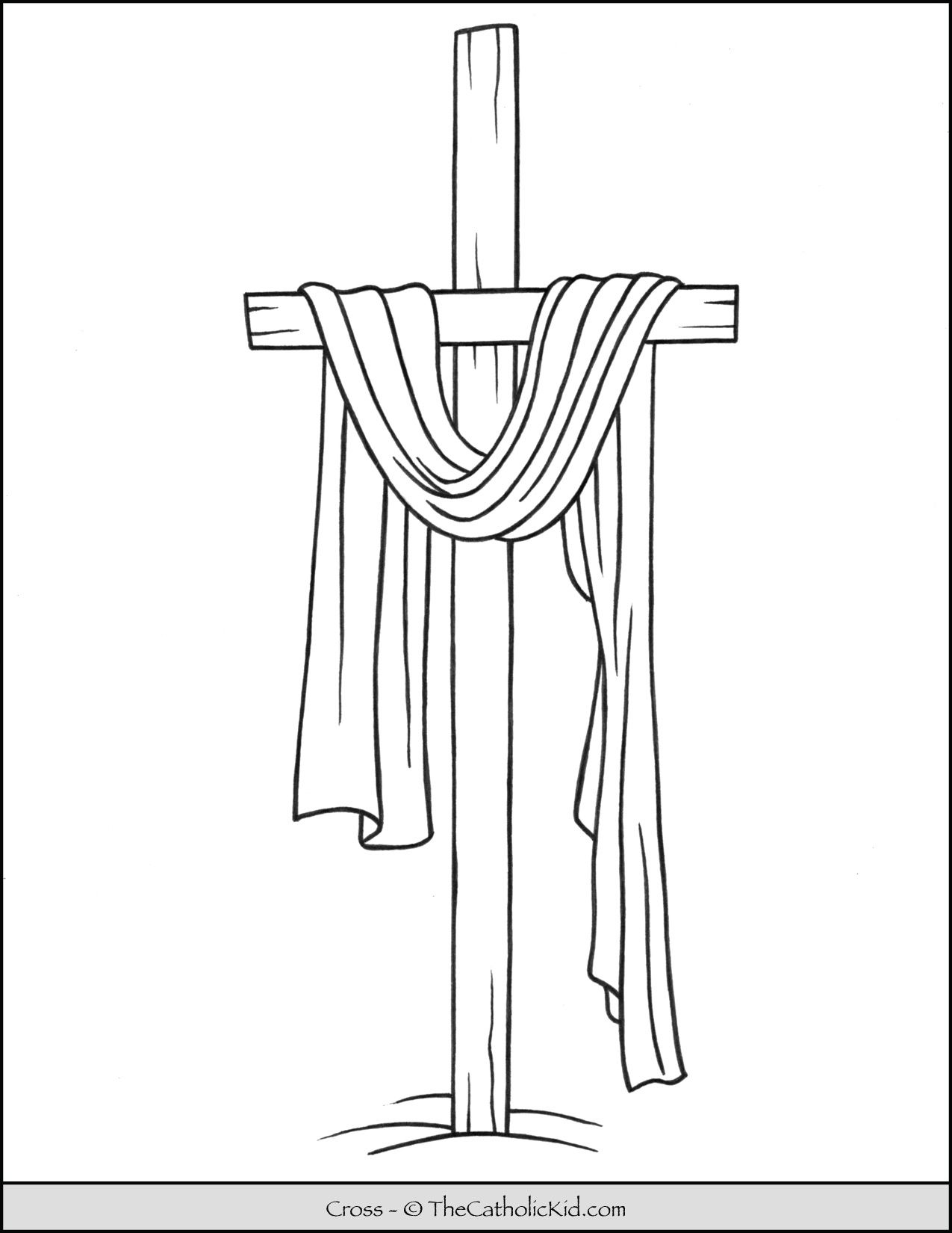 Lent coloring page cross draped