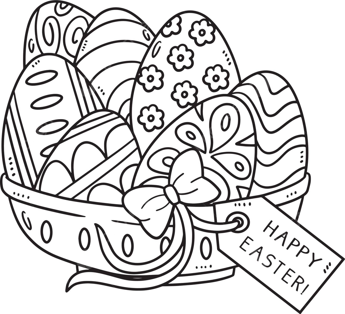 Happy easter egg basket isolated coloring page resurrection coloring lent vector resurrection coloring lent png and vector with transparent background for free download