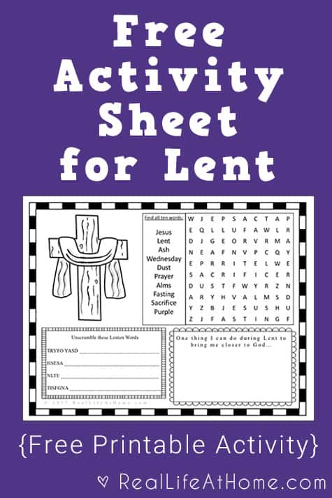 Ash wednesday or lent activity page printable