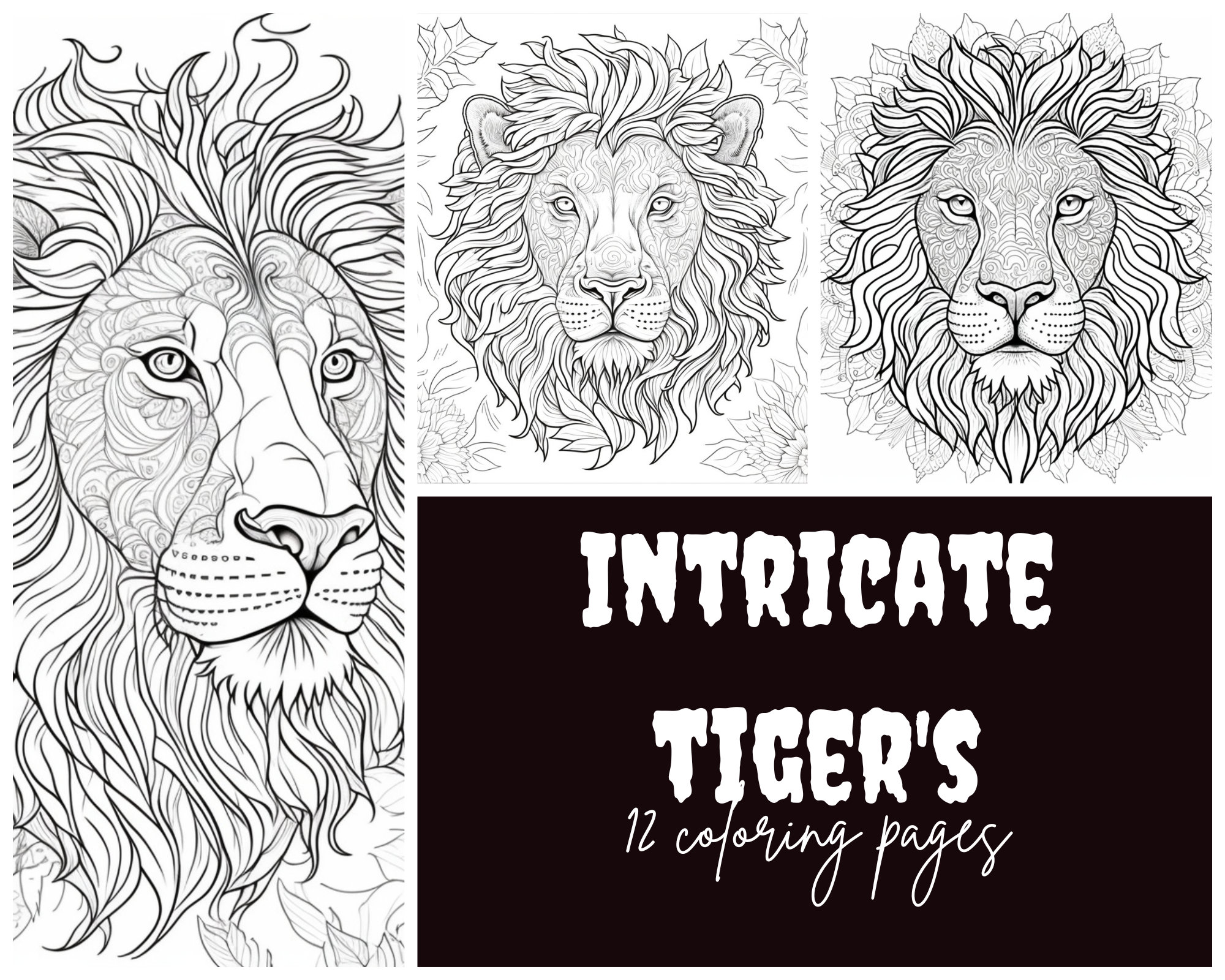 Intricate lion face coloring pages adult coloring page