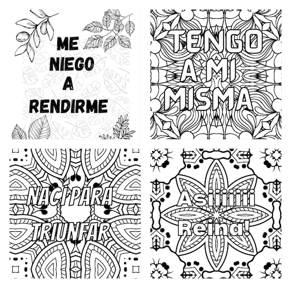 Mandala mixed spanish positive inspirational quotes empowerment and relaxing coloring pages for adults and kids para adultos y ninos