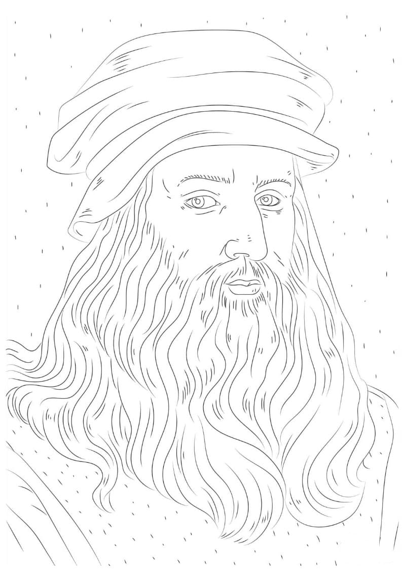 Head of a woman by leonardo da vinci coloring page