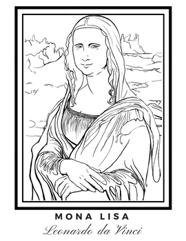 Mona lisa coloring page by msjess tpt