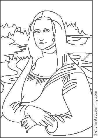 Leonardo da vinci mona lisa coloring page