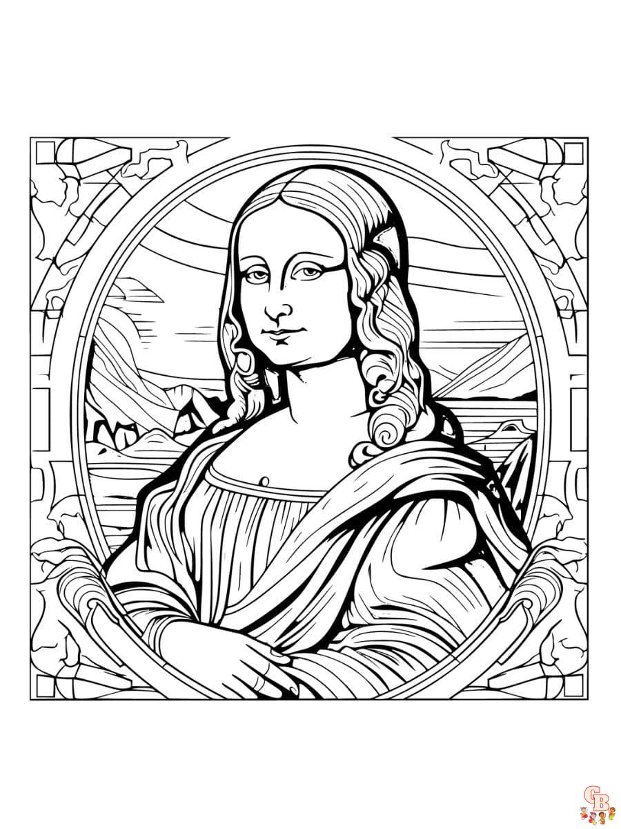 Printable mona lisa coloring pages free for kids and adults