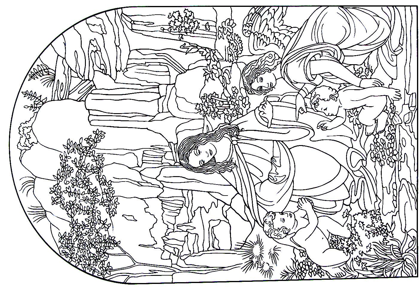 Virgin of the rocks painting by leonardo da vinci renaissance printable coloring book page ãäkartma