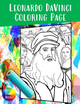 Leonardo da vinci coloring page by art teach doodle tpt