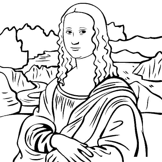 Mona lisa drawing by leonardo da vinci coloring page