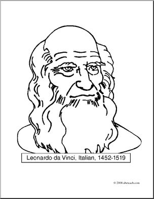 Clip art artists leonardo da vinci coloring page i