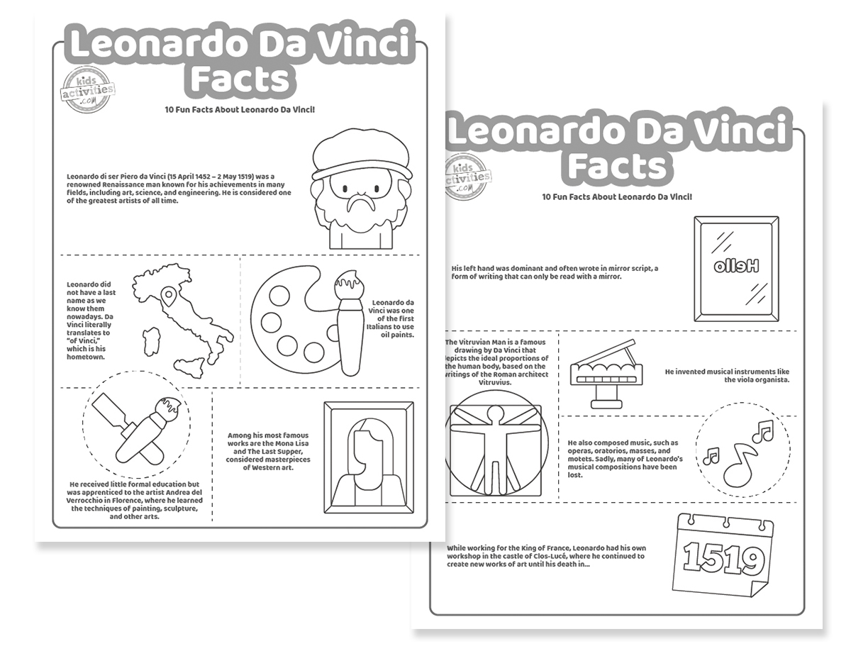 Simple and fun leonardo da vinci facts kids activities blog