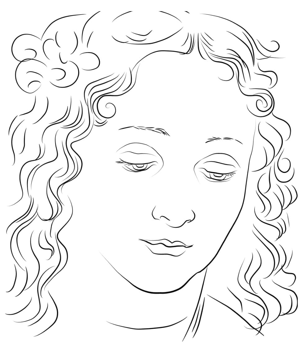 Womans head by leonardo da vinci coloring page