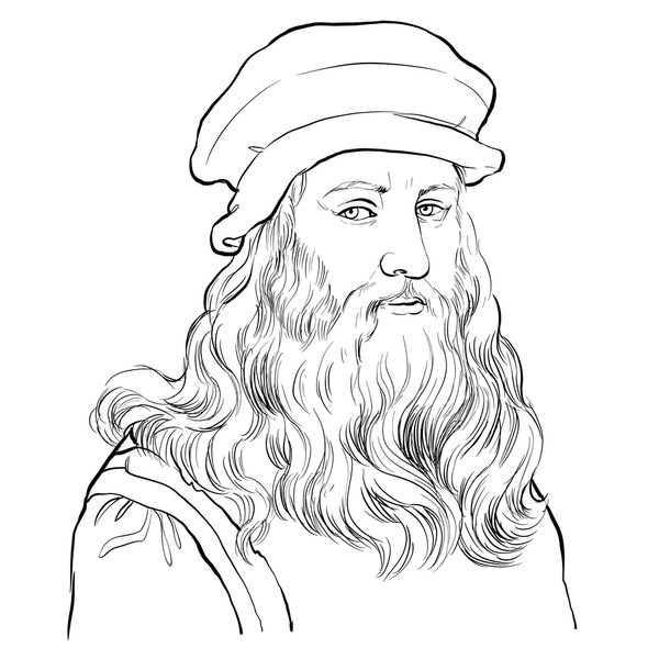 Da vinci line drawing royalty