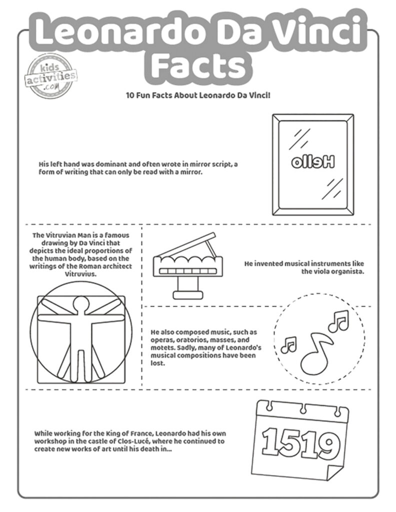 Simple and fun leonardo da vinci facts kids activities blog