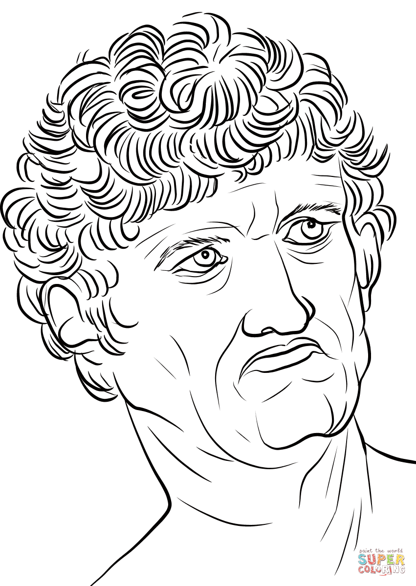 Head of a man by leonardo da vinci coloring page free printable coloring pages