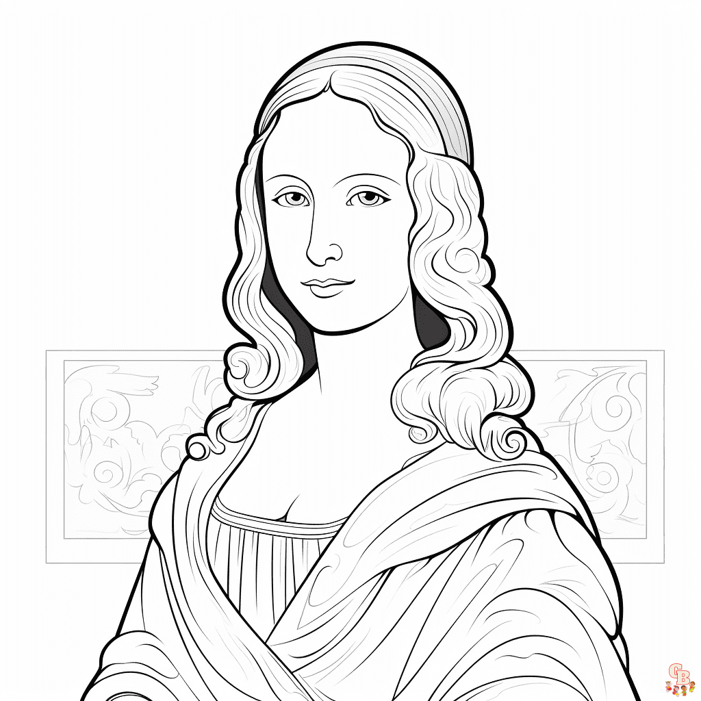 Printable mona lisa coloring pages free for kids and adults