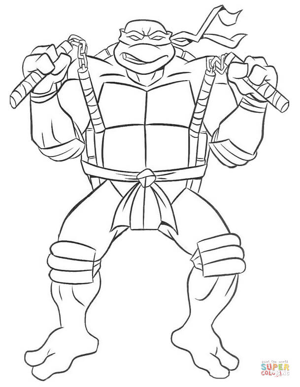 Michelangelo ninja turtle coloring page free printable coloring pages