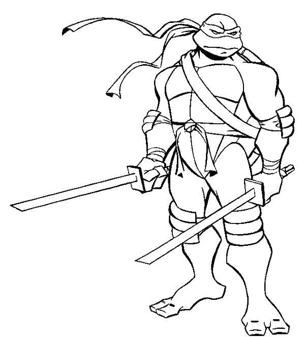 Online coloring pages swords coloring leo with the swords teenage mutant ninja turtles