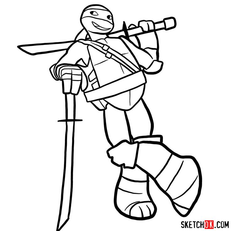 How to draw leonardo ninja turtle cartoon style tmnt