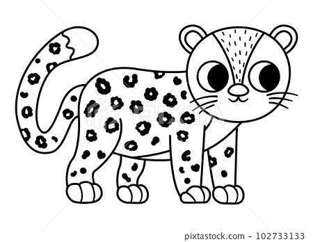 Vector black and white amur leopard icon