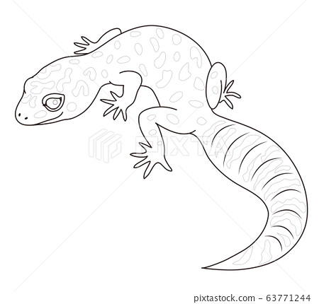 Leopard gecko character illustration coloring page