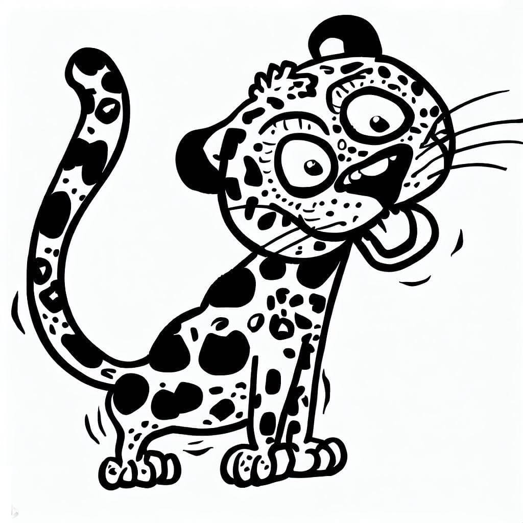 Very funny leopard coloring page