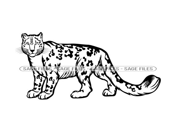 Snow leopard svg snow leopard clipart snow leopard files for cricut snow leopard cut files for silhouette snow leopard png dxf