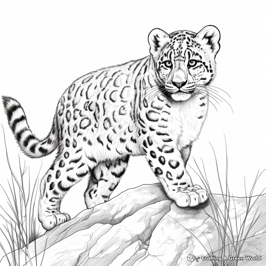 Snow leopard coloring pages