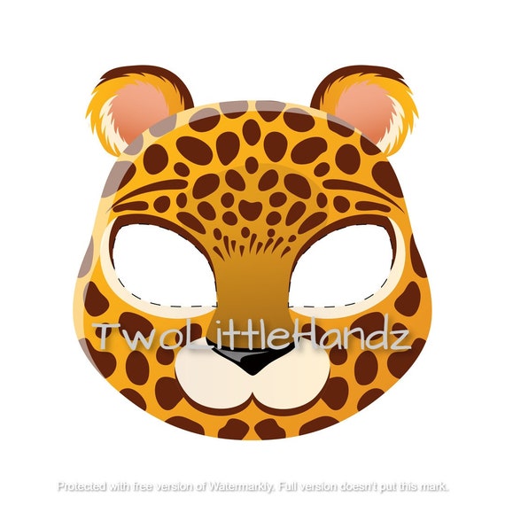 Leopard printable mask animal masks for kids party printable coloring page digital download kids craft printable