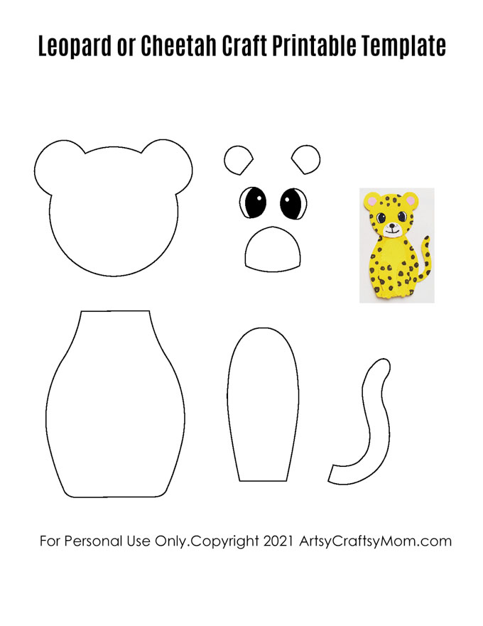 Paper leopard craft for kids free printable template