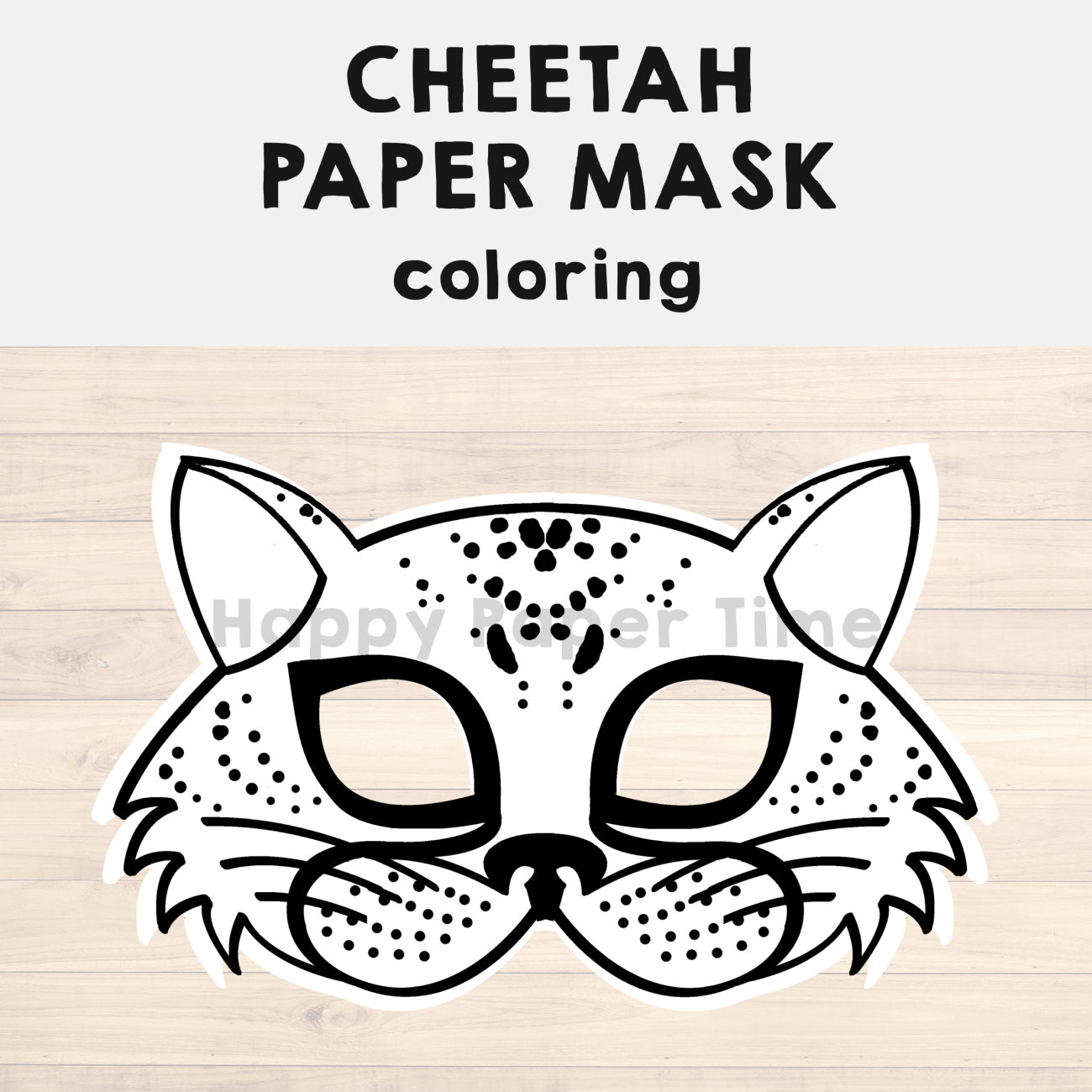 Cheetah paper mask printable africa animal coloring craft activity template made by teachers