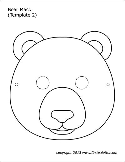 Bear masks free printable templates coloring pages