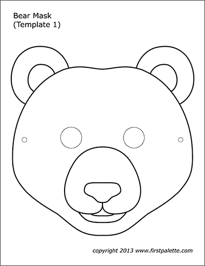 Bear masks free printable templates coloring pages