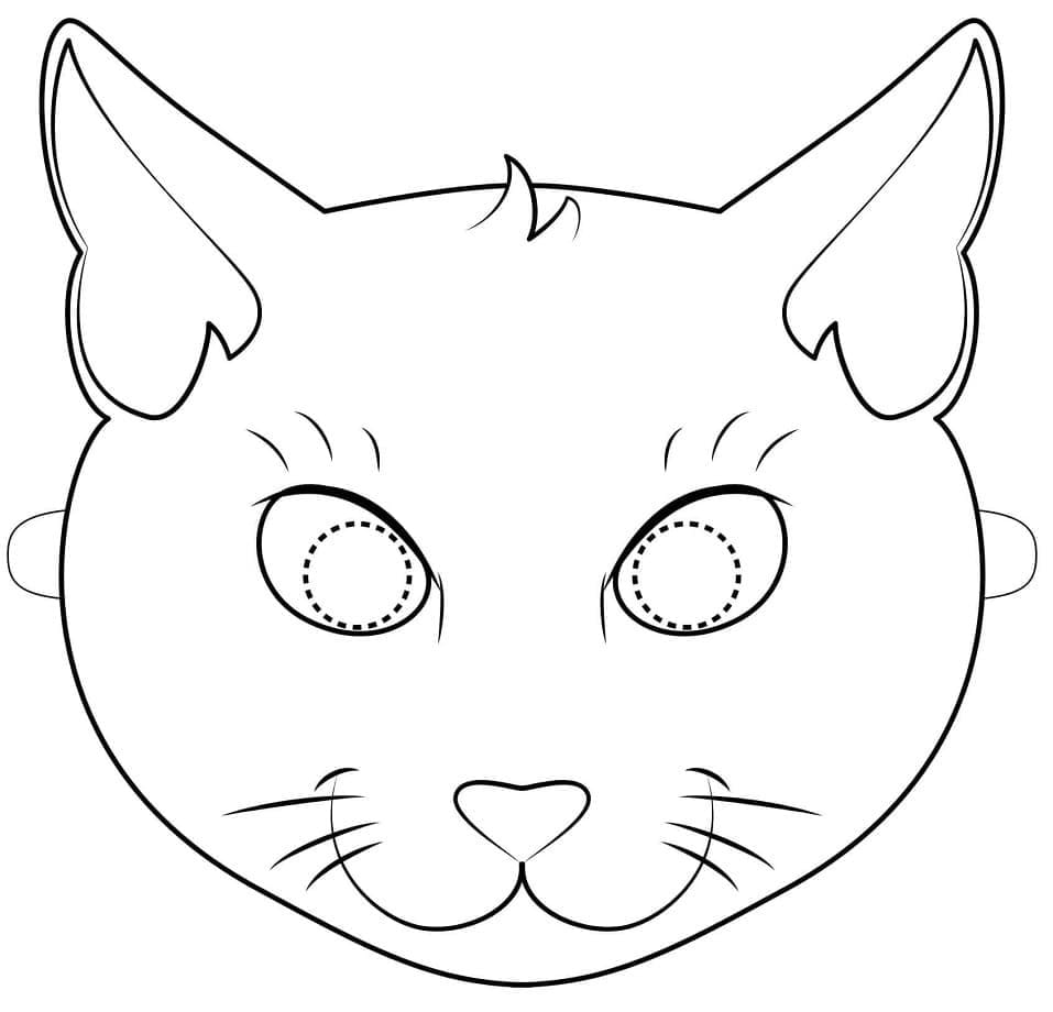 Cat halloween mask coloring page