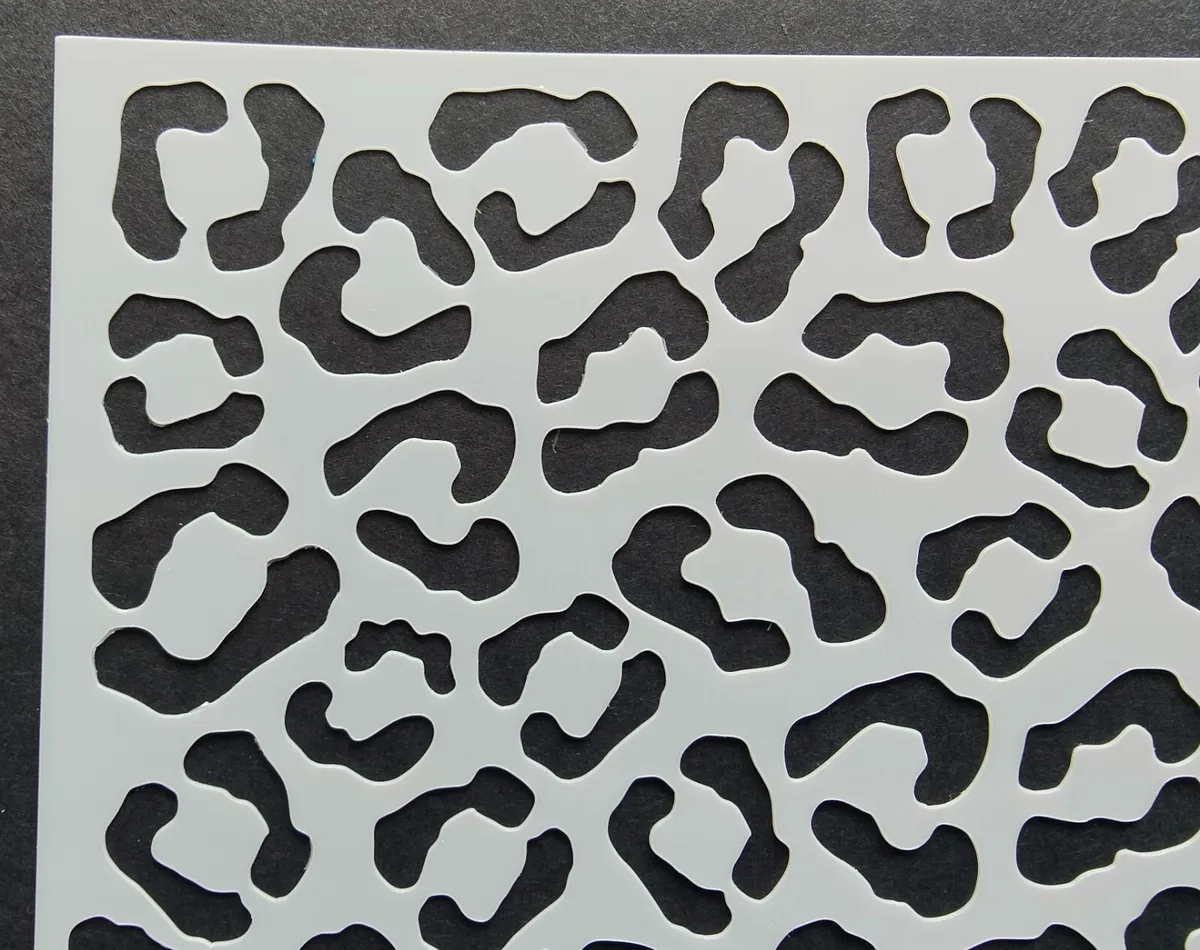 Leopard print mixed media stencil mask template