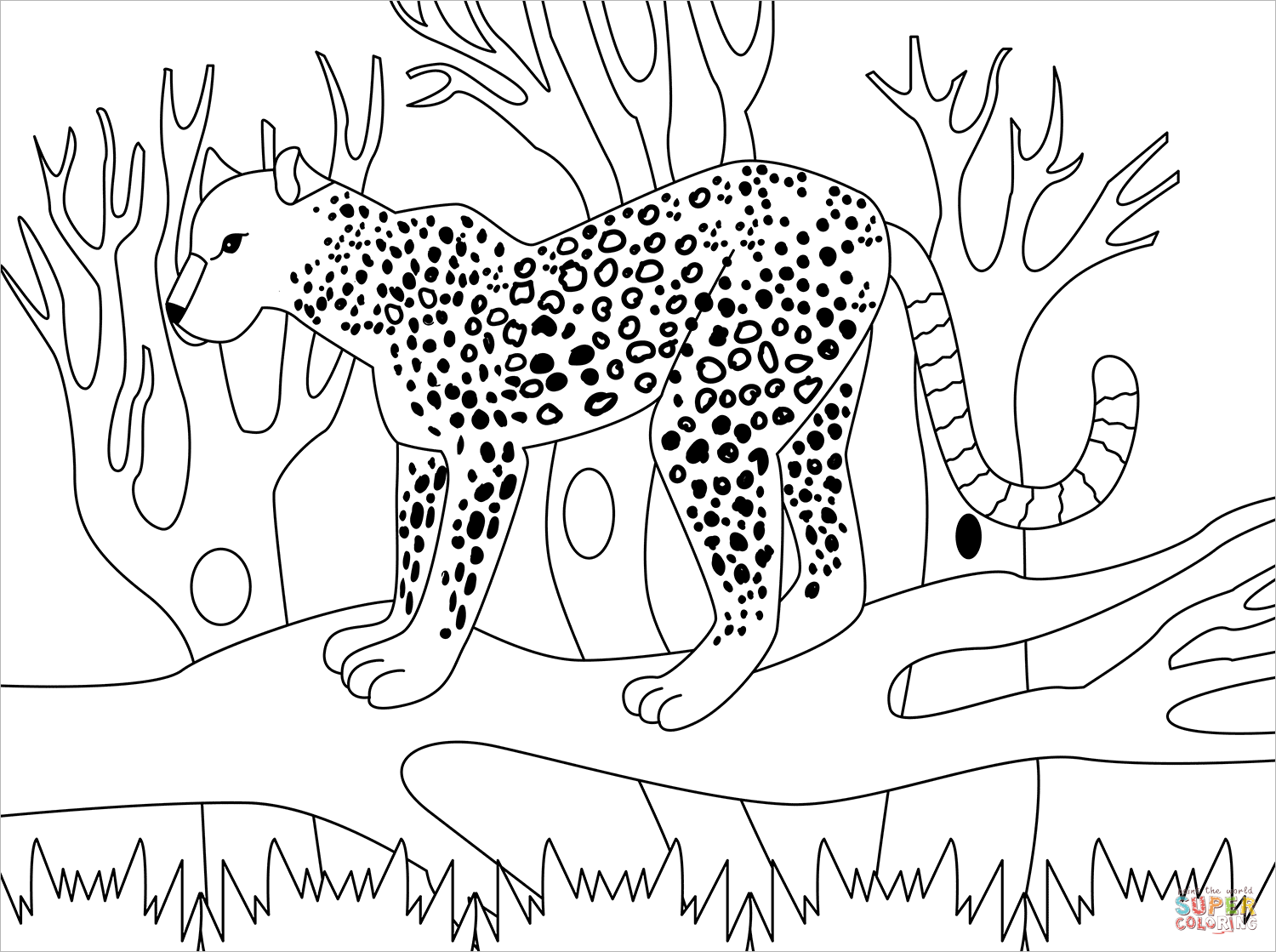 Leopard coloring page free printable coloring pages