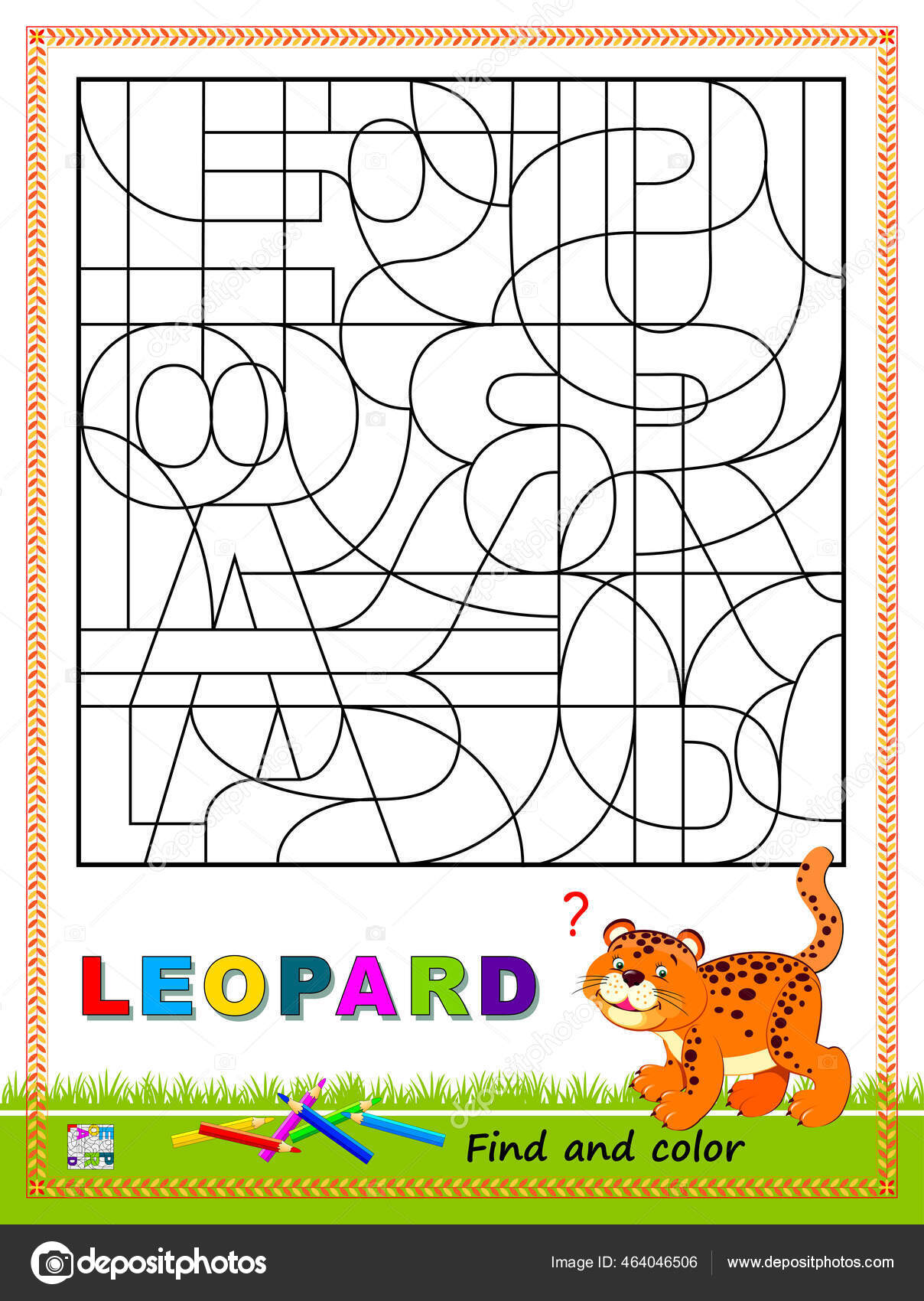 Logic puzzle game study english french maze find letters paint stock vector by nataljacernecka