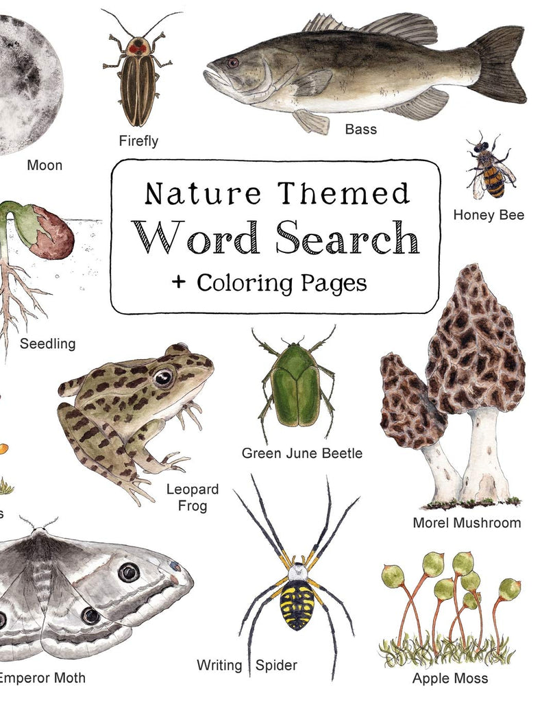 Nature themed word search with puzzles and bonus coloring pages for â naturenurture