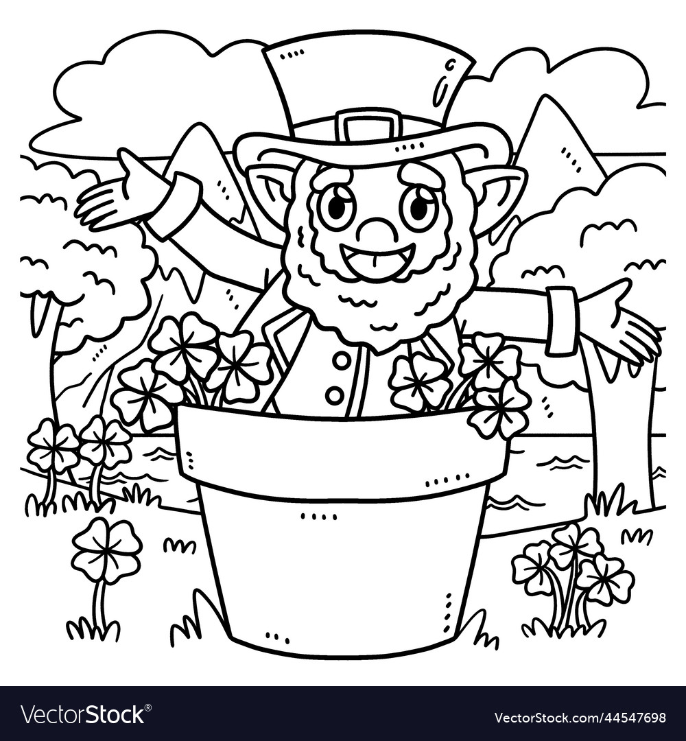 Saint patricks day leprechaun coloring page vector image