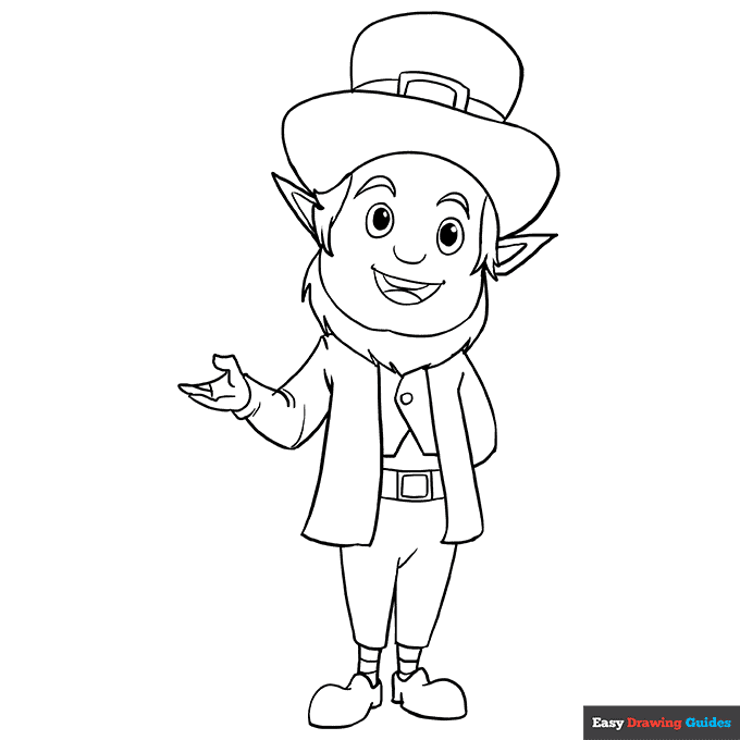 Leprechaun coloring page easy drawing guides