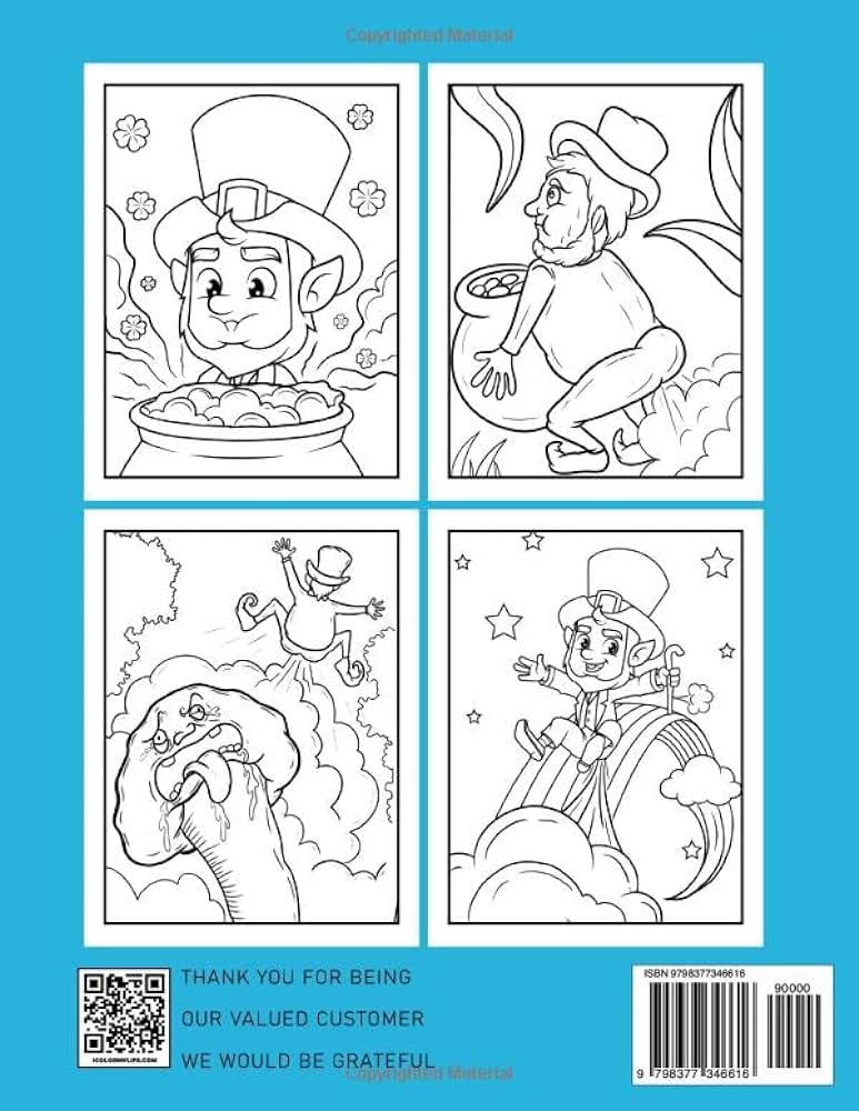 Lizzy the farting leprechaun coloring book for kids a funny kids coloring book about lizzy the leprechaun who love farts and clover pot of gold gift for boys and girls