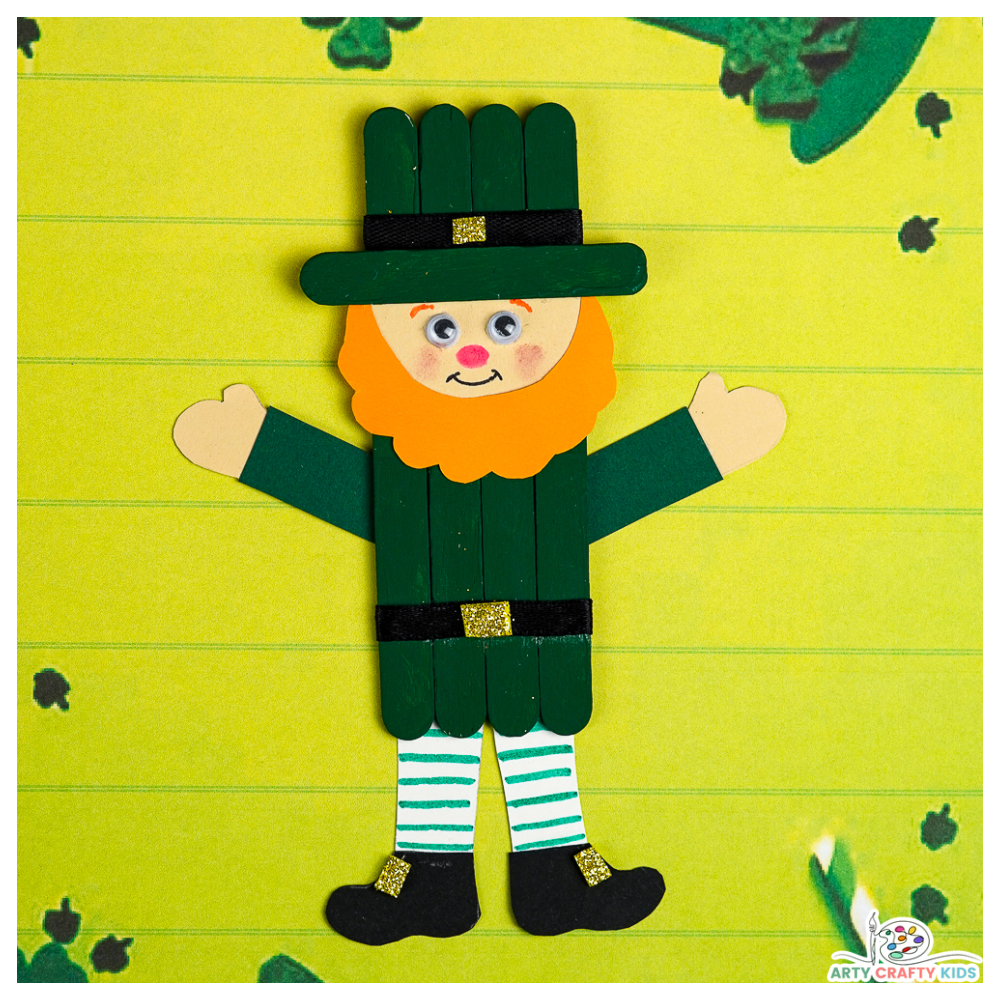 Popsicle stick leprechaun craft for st patricks day