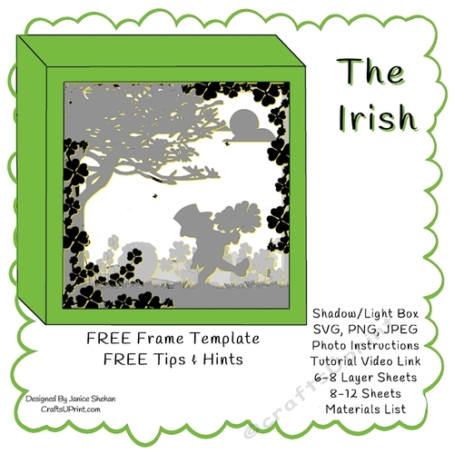 Irish leprechaun clover paper cut light box template files svg shadow box svg cricut file cutting cricut shadow paper cut diy