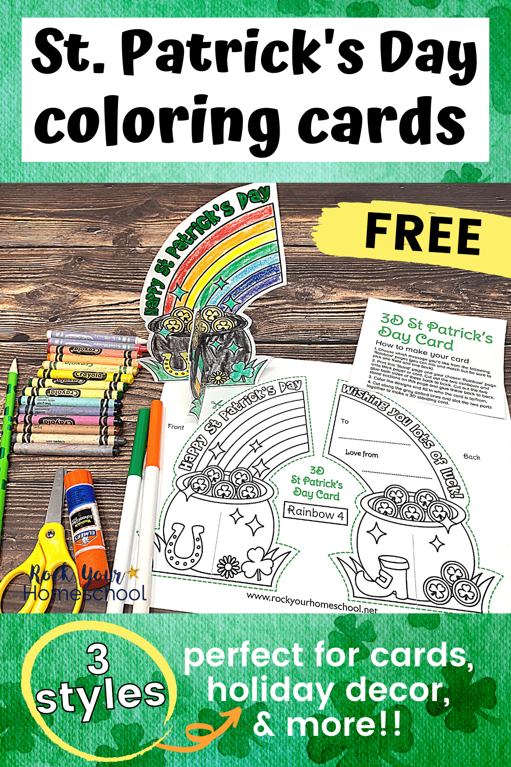 St patricks day cards for kids d coloring fun and more free