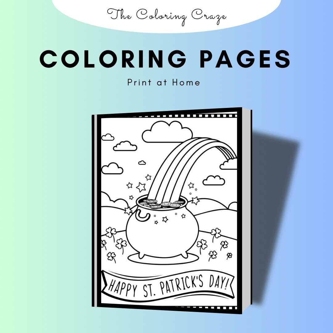 Printable st patricks day coloring pages instant download perfect for kids and adultscraft supplies relaxation create art color