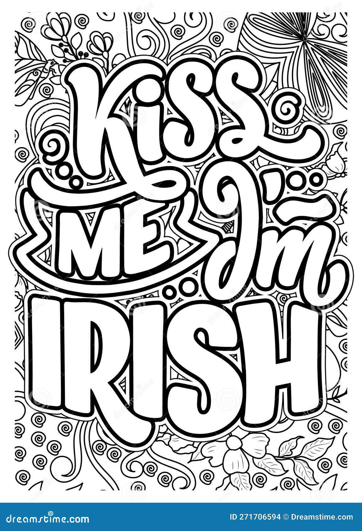 St patrick s day inspirational quote coloring pages for adults st patrick s day coloring page design stock illustration