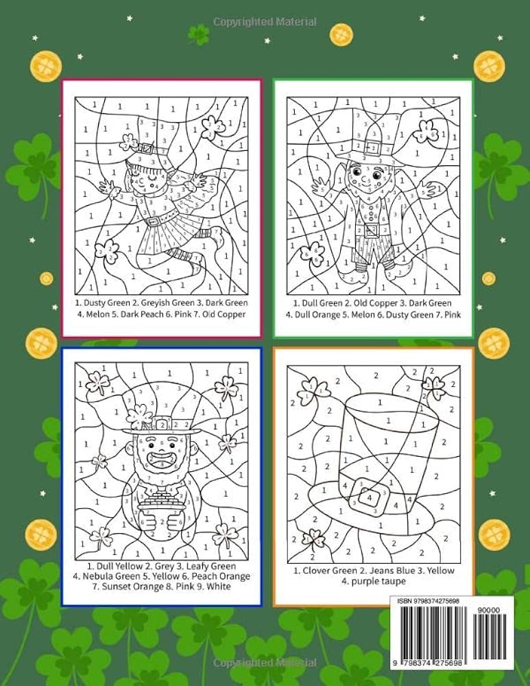 St patricks day color by number for kids a fun and cute happy saint patricks day color by number activity coloring book st patricks day gifts for kids wuckert publishing deven