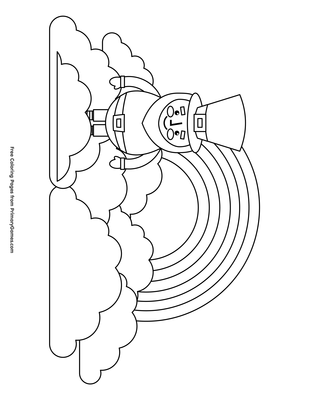 Leprechaun with rainbow coloring page â free printable pdf from