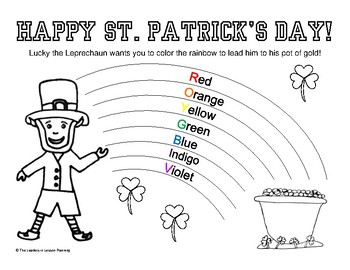 St patricks day coloring page learn the rainbow colors